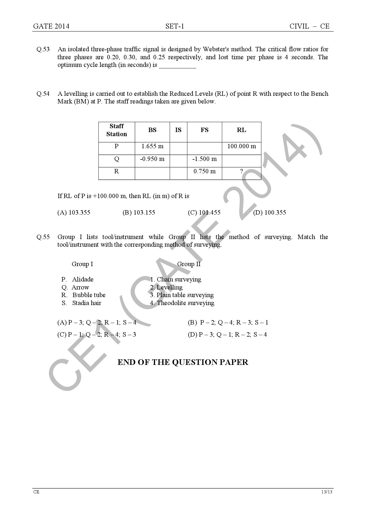 GATE Exam Question Paper 2014 Civil Engineering Set 1 19