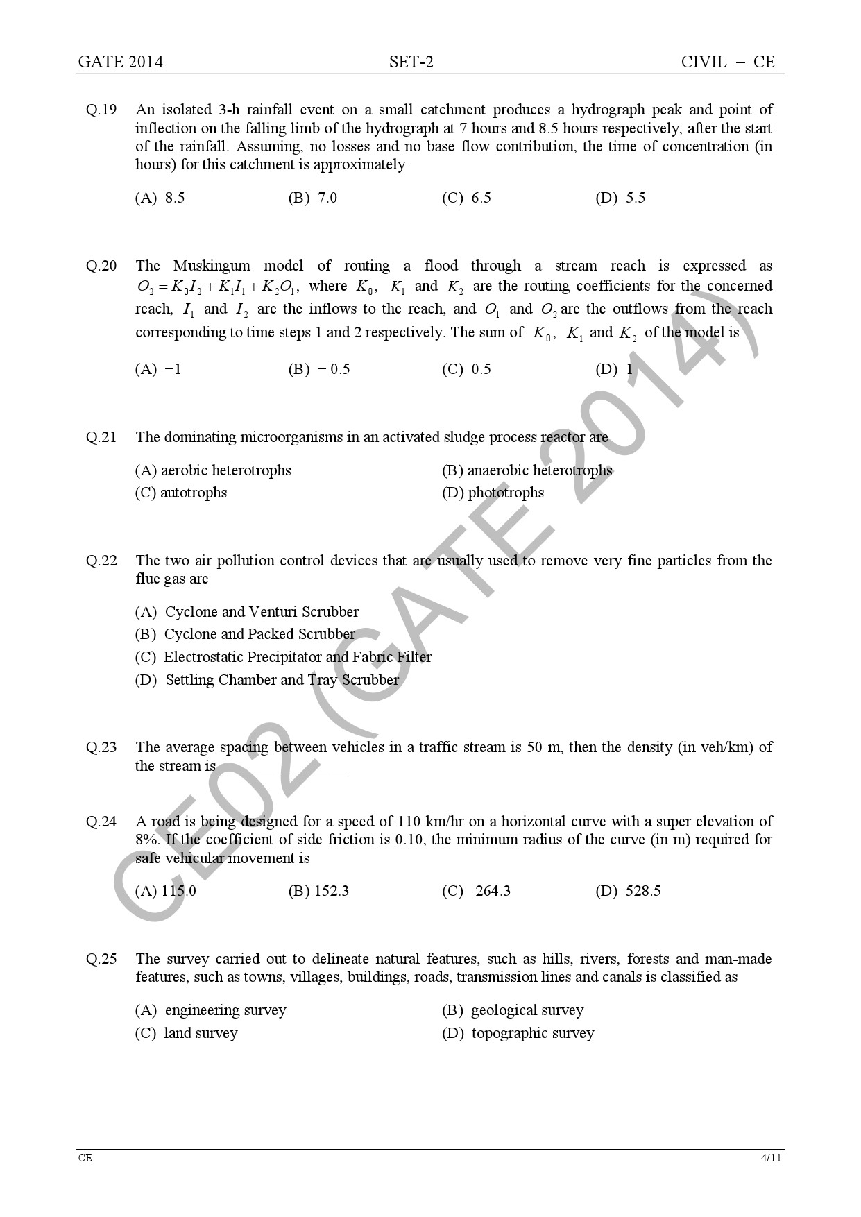 GATE Exam Question Paper 2014 Civil Engineering Set 2 10