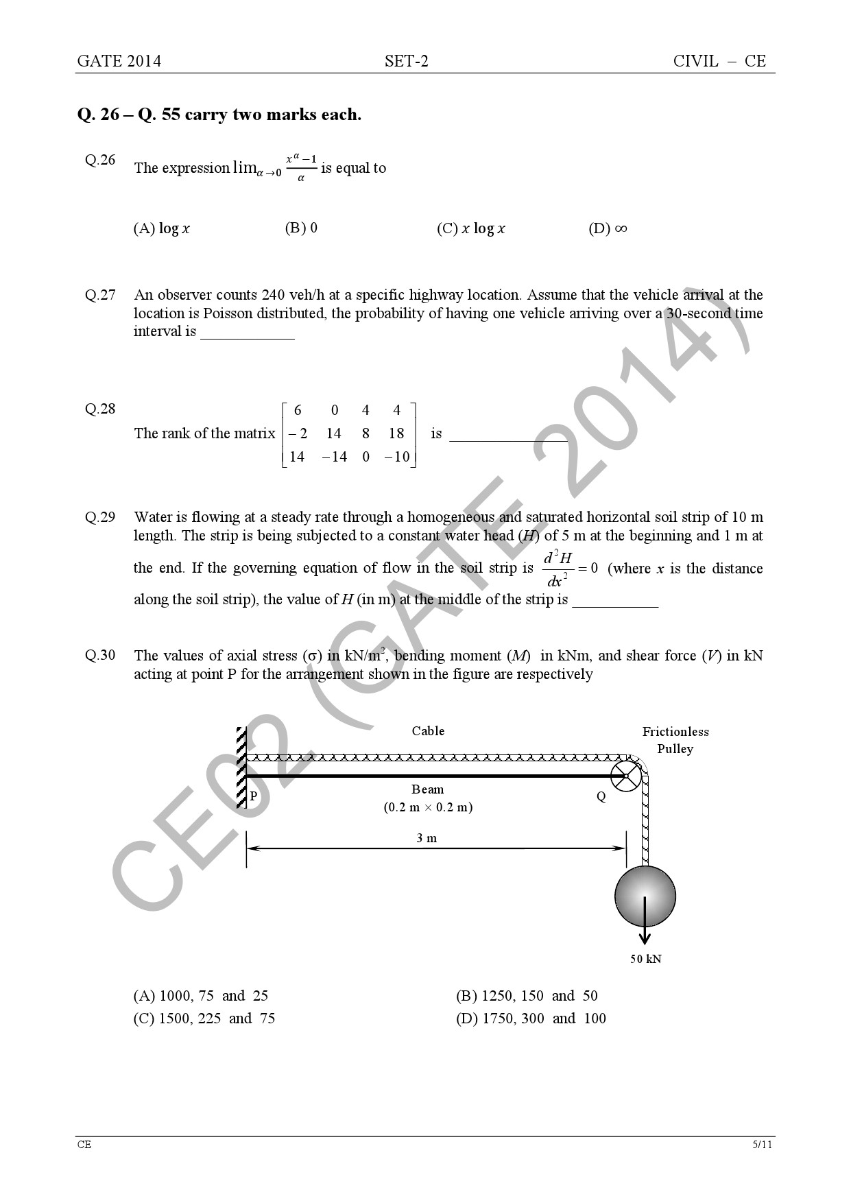 GATE Exam Question Paper 2014 Civil Engineering Set 2 11
