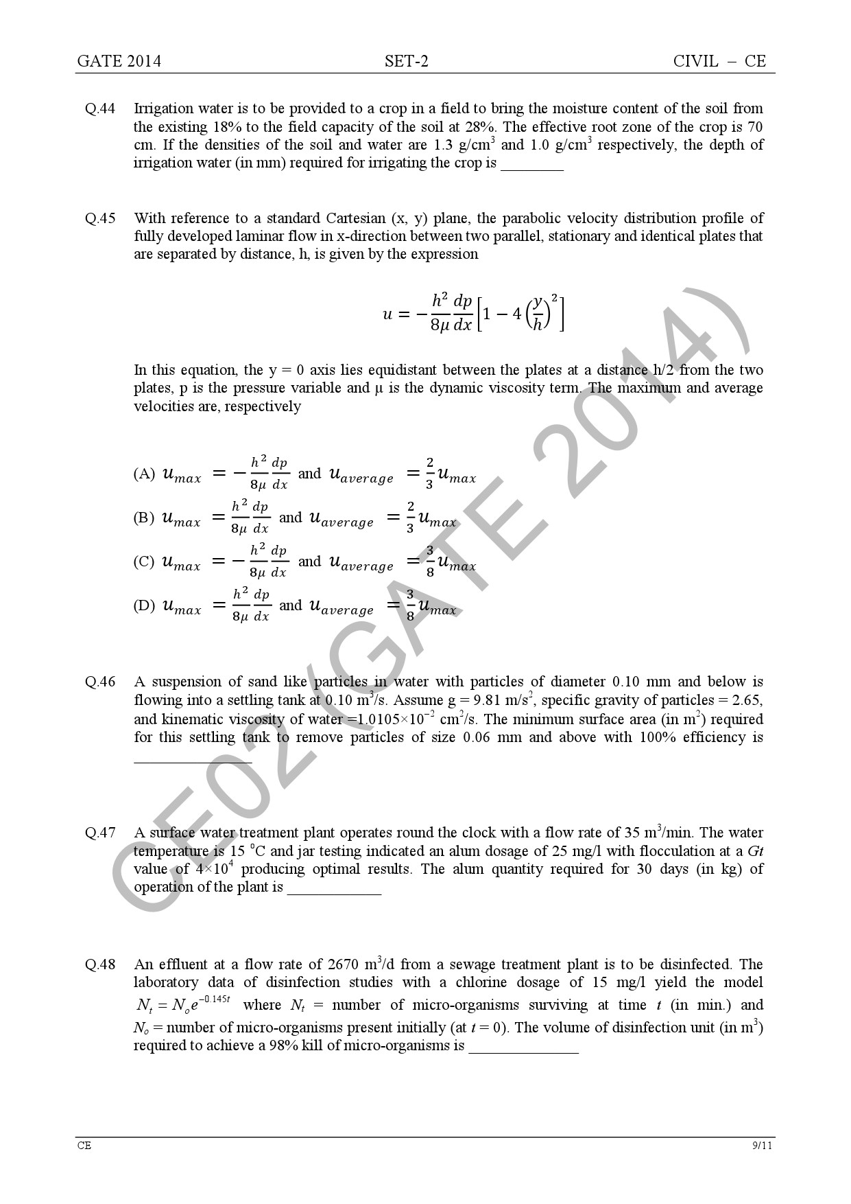 GATE Exam Question Paper 2014 Civil Engineering Set 2 15