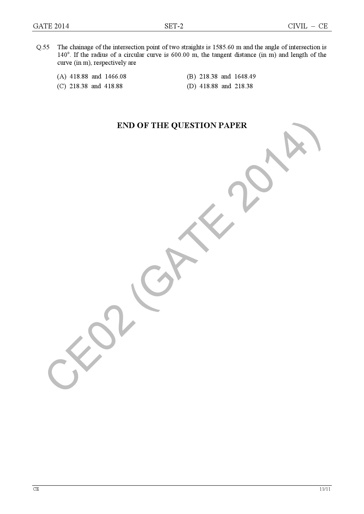 GATE Exam Question Paper 2014 Civil Engineering Set 2 17