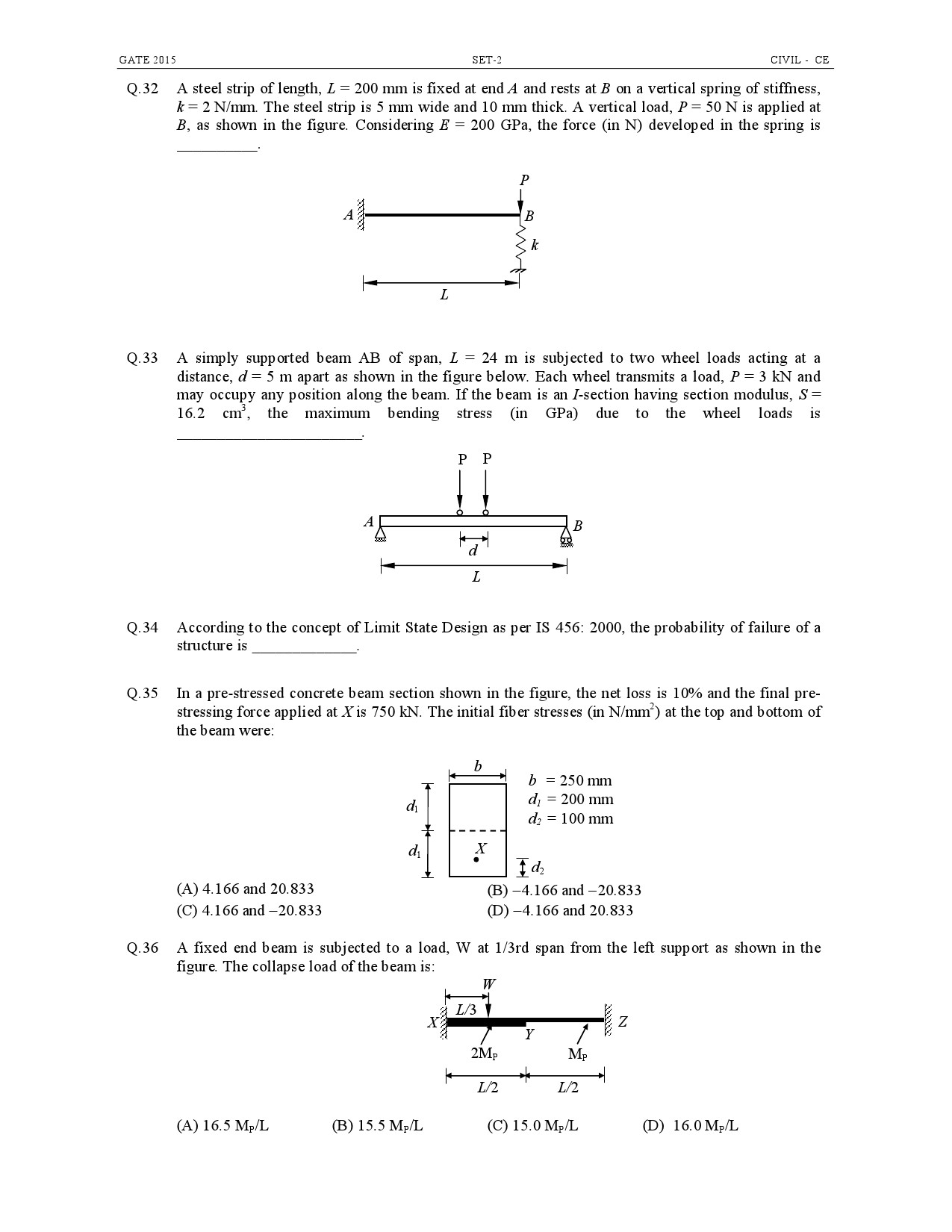 GATE Exam Question Paper 2015 Civil Engineering Set 2 5