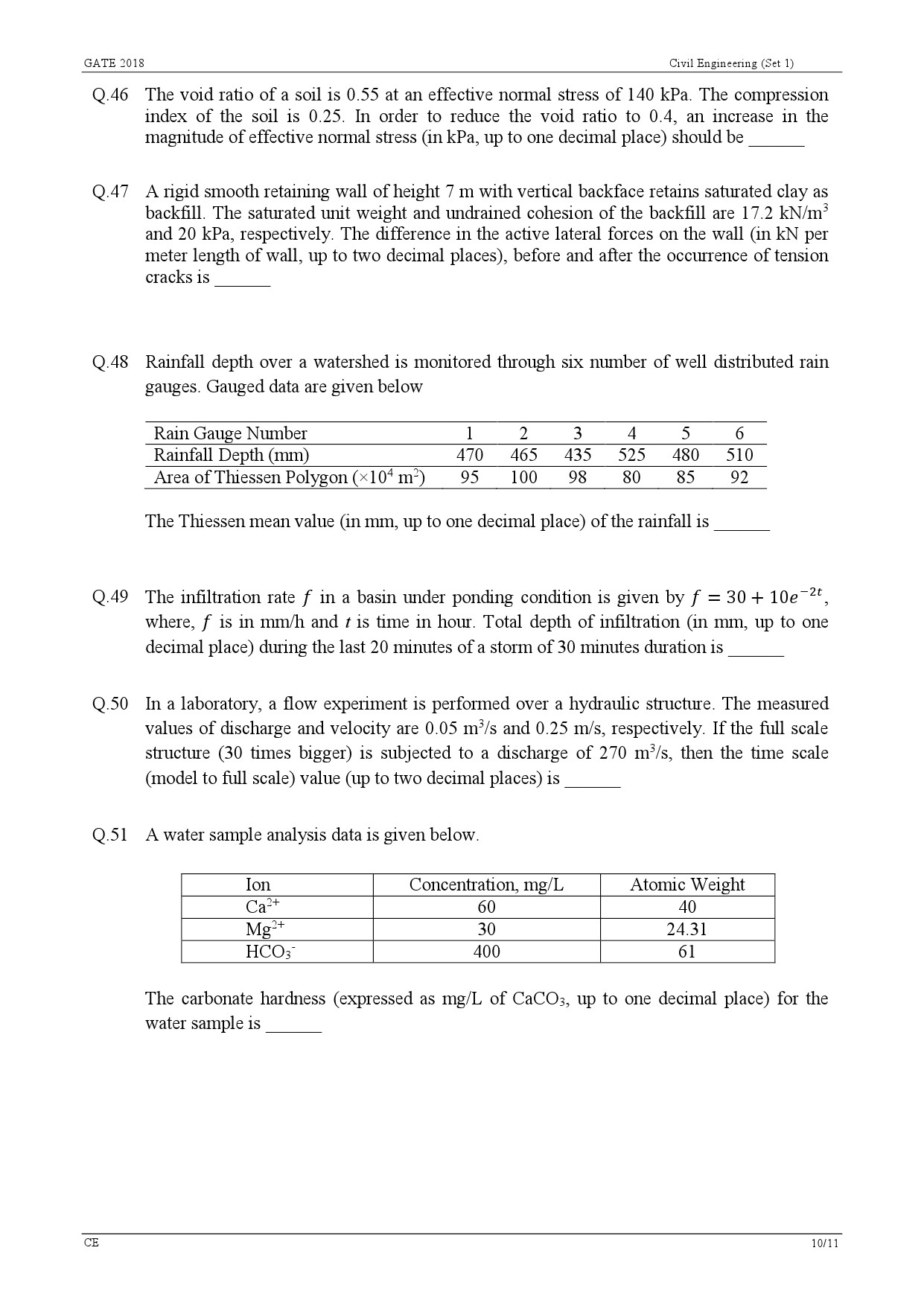 GATE Exam Question Paper 2018 Civil Engineering Set 1 13