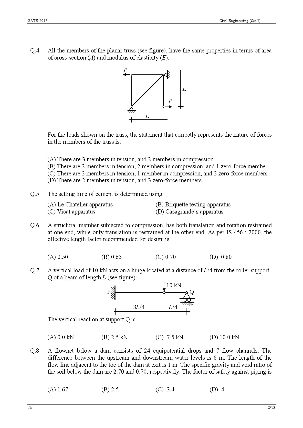 GATE Exam Question Paper 2018 Civil Engineering Set 2 4