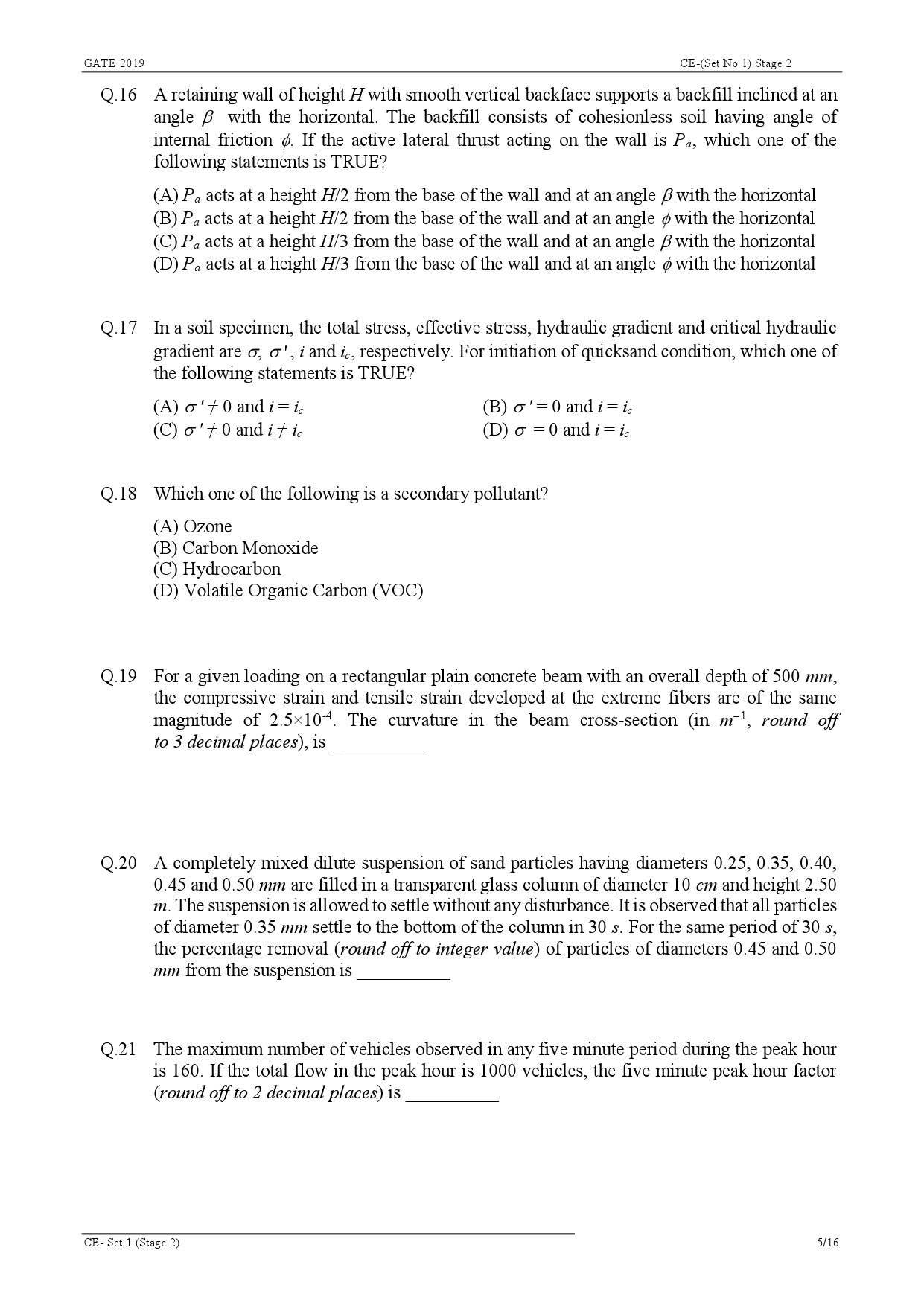 GATE Exam Question Paper 2019 Civil Engineering Set 1 8
