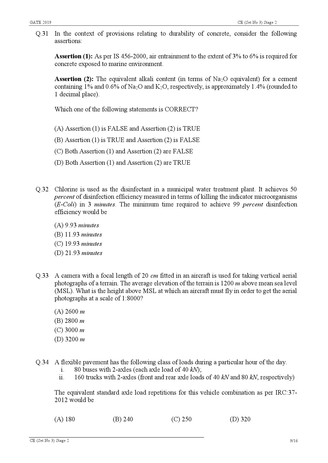 GATE Exam Question Paper 2019 Civil Engineering Set 3 12