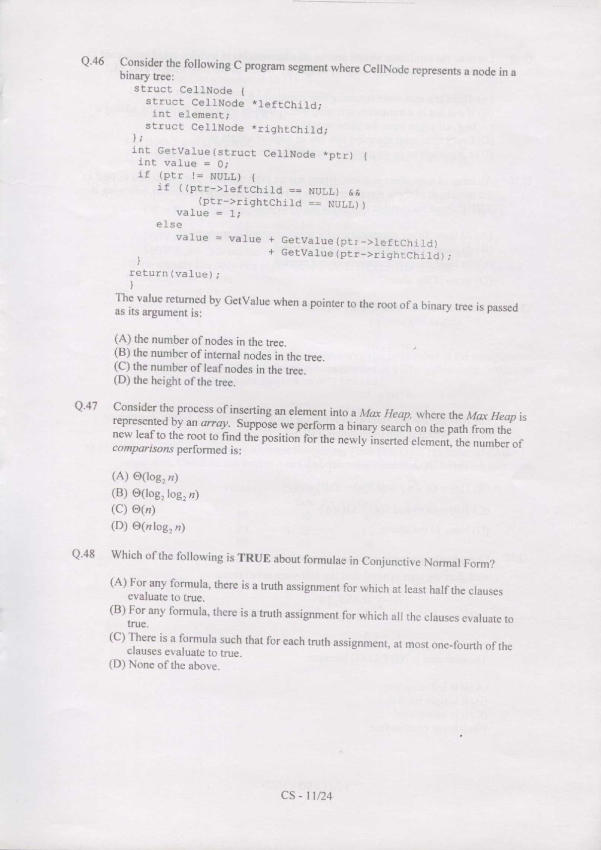 GATE Exam Question Paper 2007 Computer Science and Information Technology 11