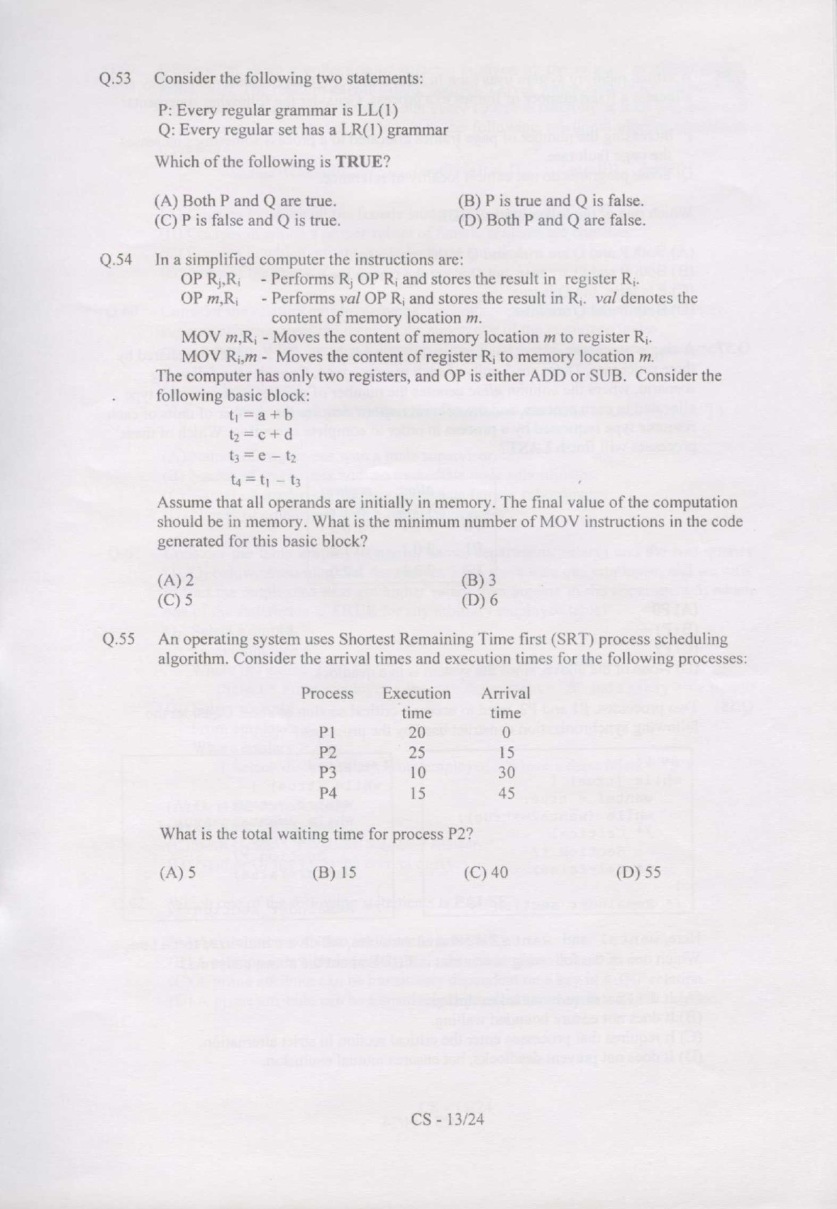 GATE Exam Question Paper 2007 Computer Science and Information Technology 13