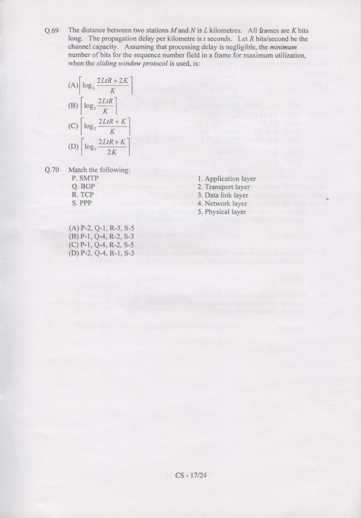 GATE Exam Question Paper 2007 Computer Science and Information Technology 17