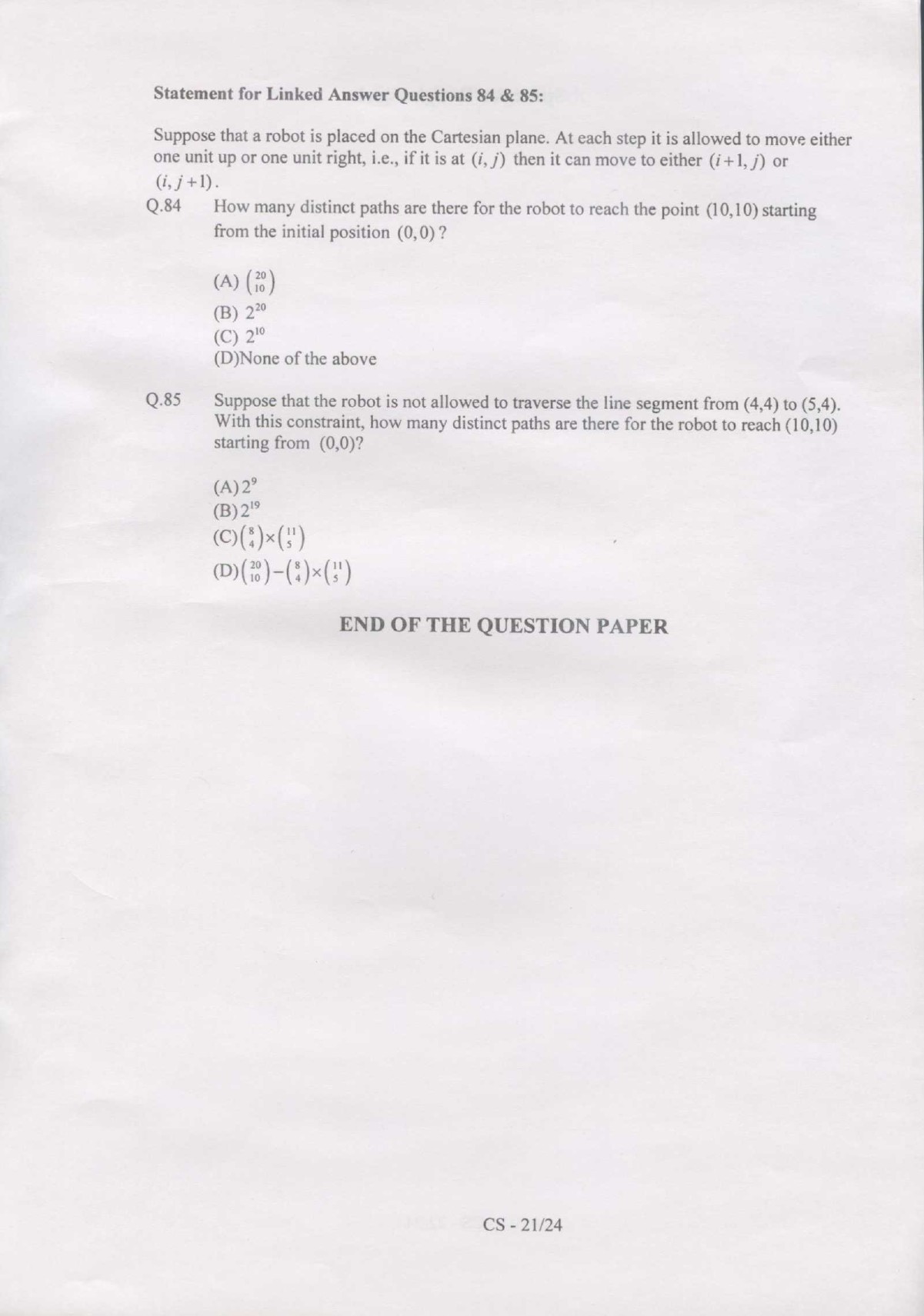 GATE Exam Question Paper 2007 Computer Science and Information Technology 21