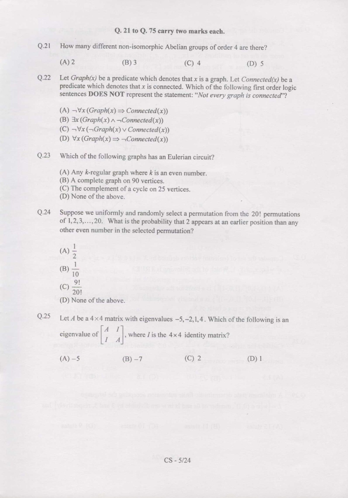 GATE Exam Question Paper 2007 Computer Science and Information Technology 5