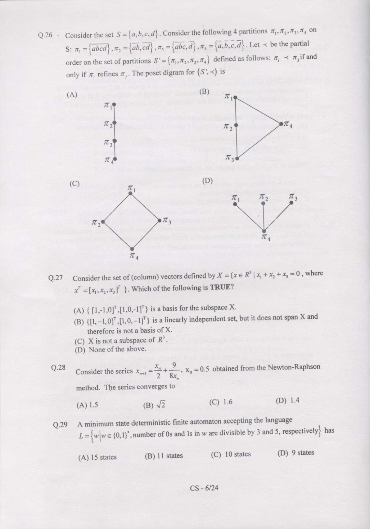 GATE Exam Question Paper 2007 Computer Science and Information Technology 6