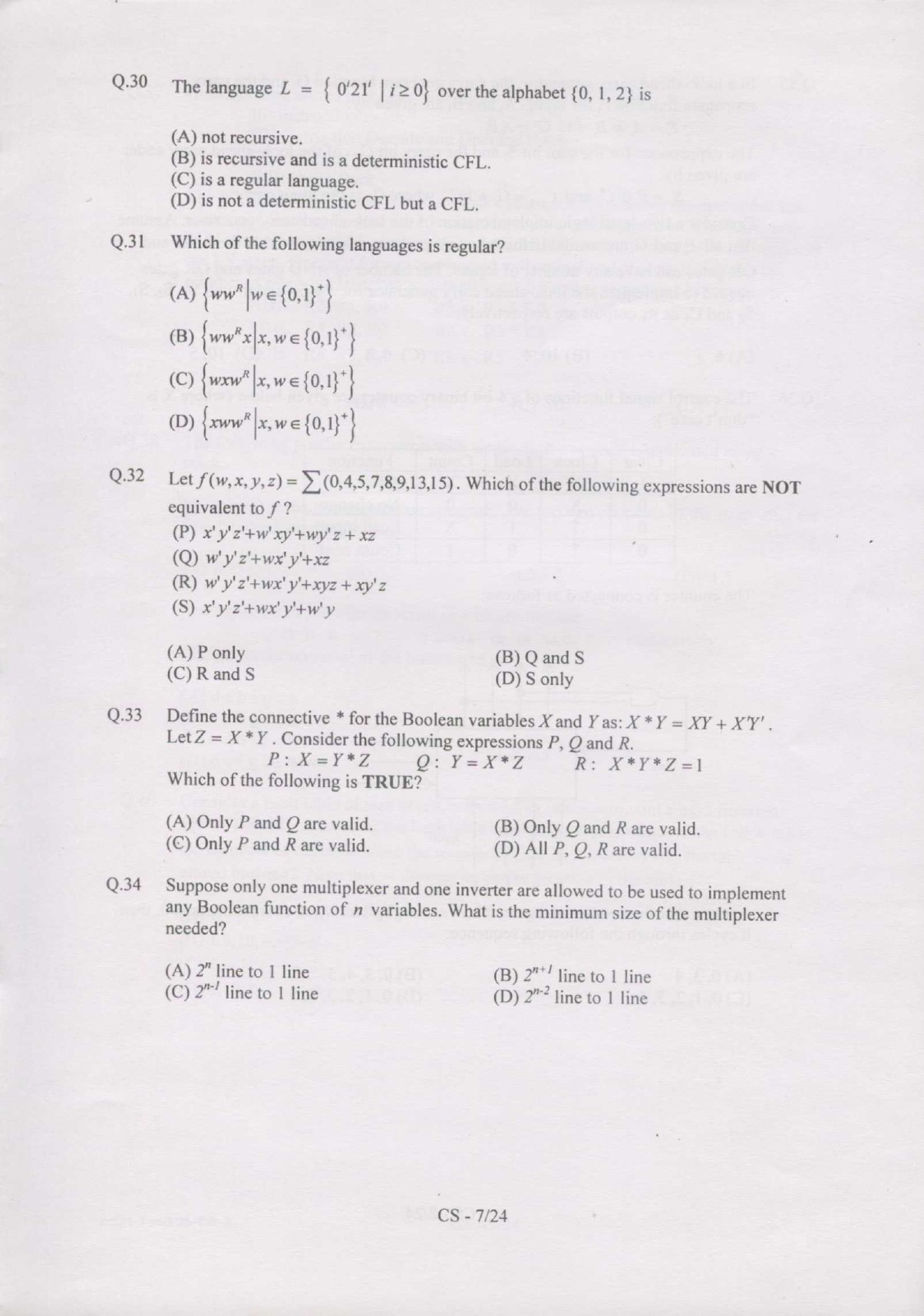 GATE Exam Question Paper 2007 Computer Science and Information Technology 7
