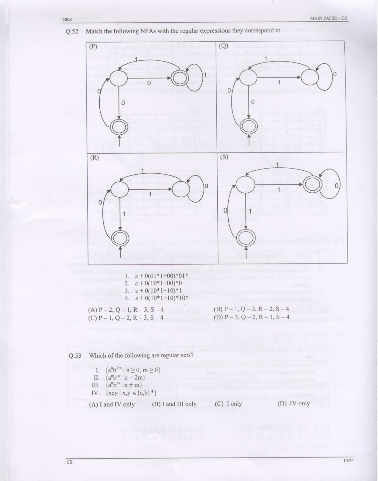 GATE Exam Question Paper 2008 Computer Science and Information Technology 10