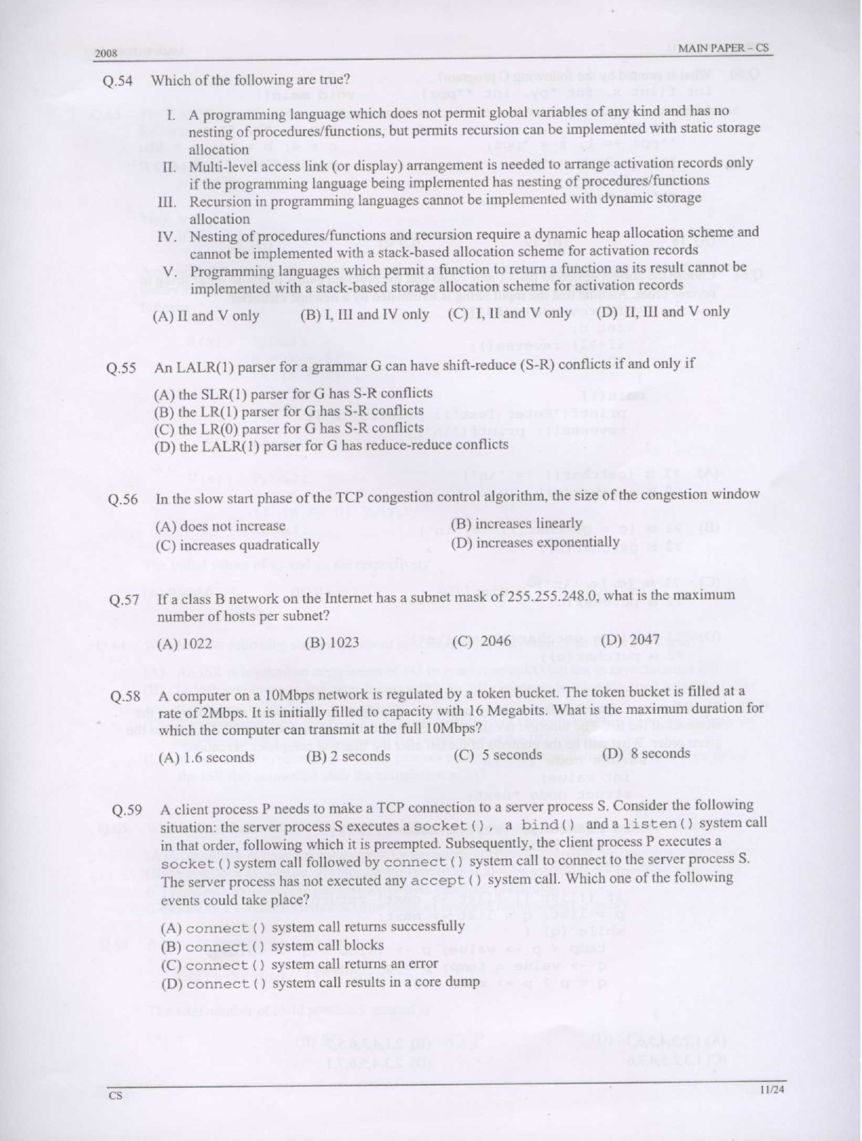 GATE Exam Question Paper 2008 Computer Science and Information Technology 11