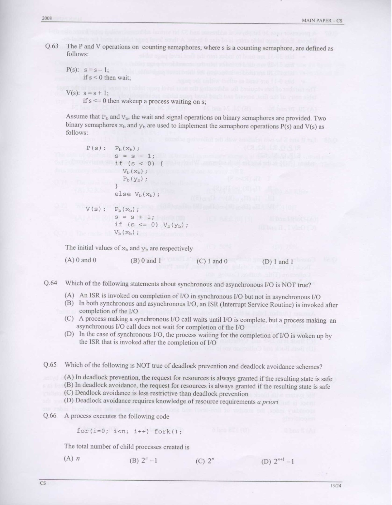 GATE Exam Question Paper 2008 Computer Science and Information Technology 13