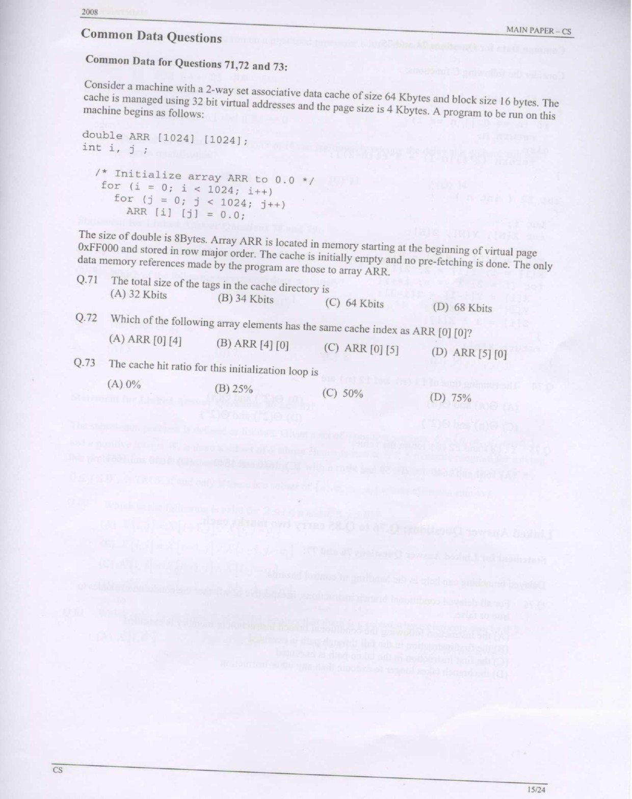 GATE Exam Question Paper 2008 Computer Science and Information Technology 15