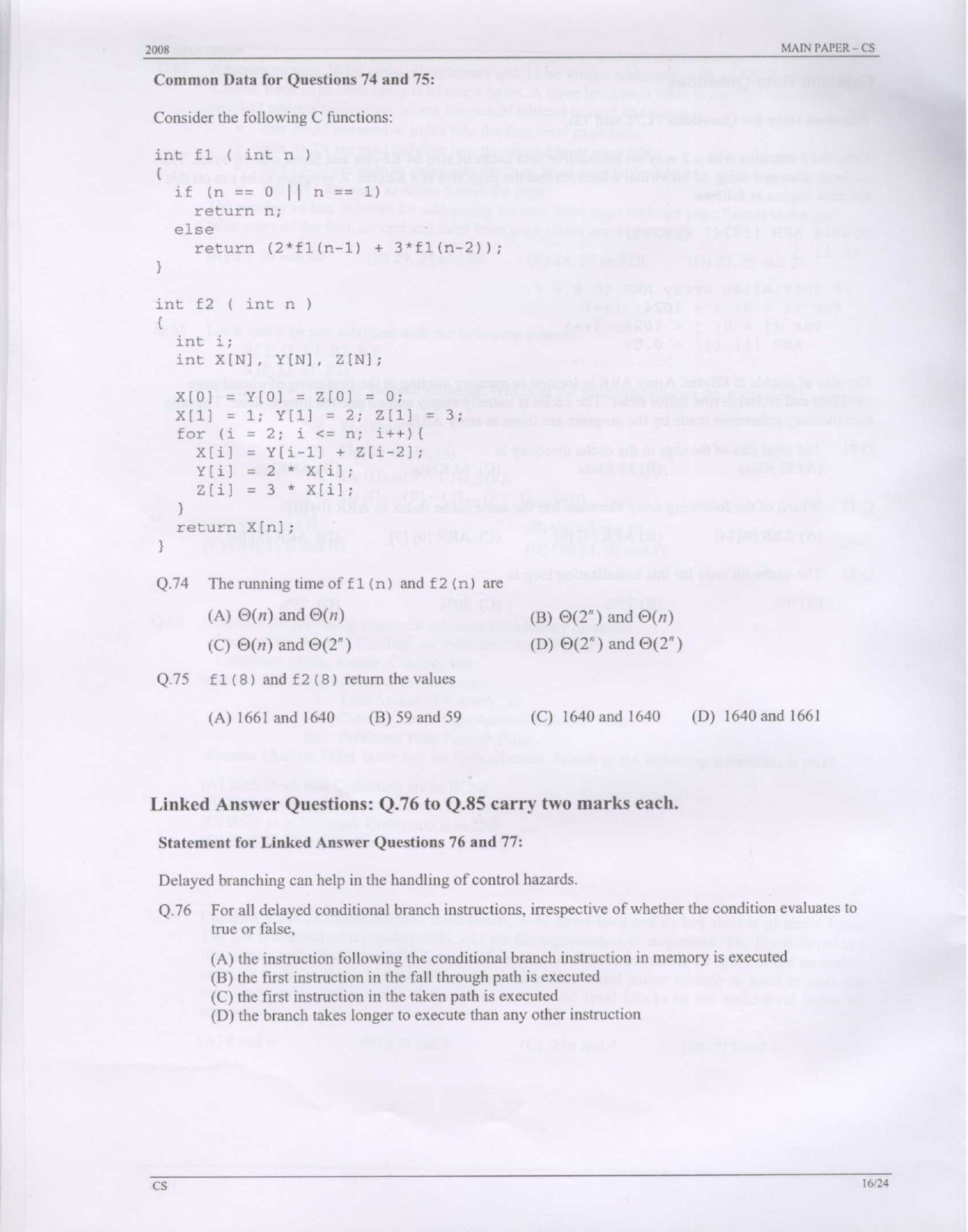 GATE Exam Question Paper 2008 Computer Science and Information Technology 16