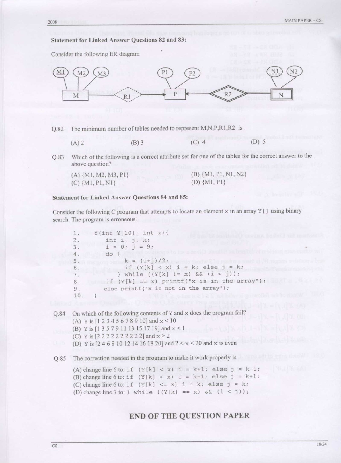 GATE Exam Question Paper 2008 Computer Science and Information Technology 18