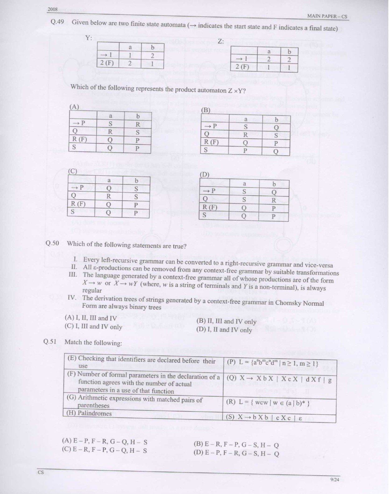 GATE Exam Question Paper 2008 Computer Science and Information Technology 9