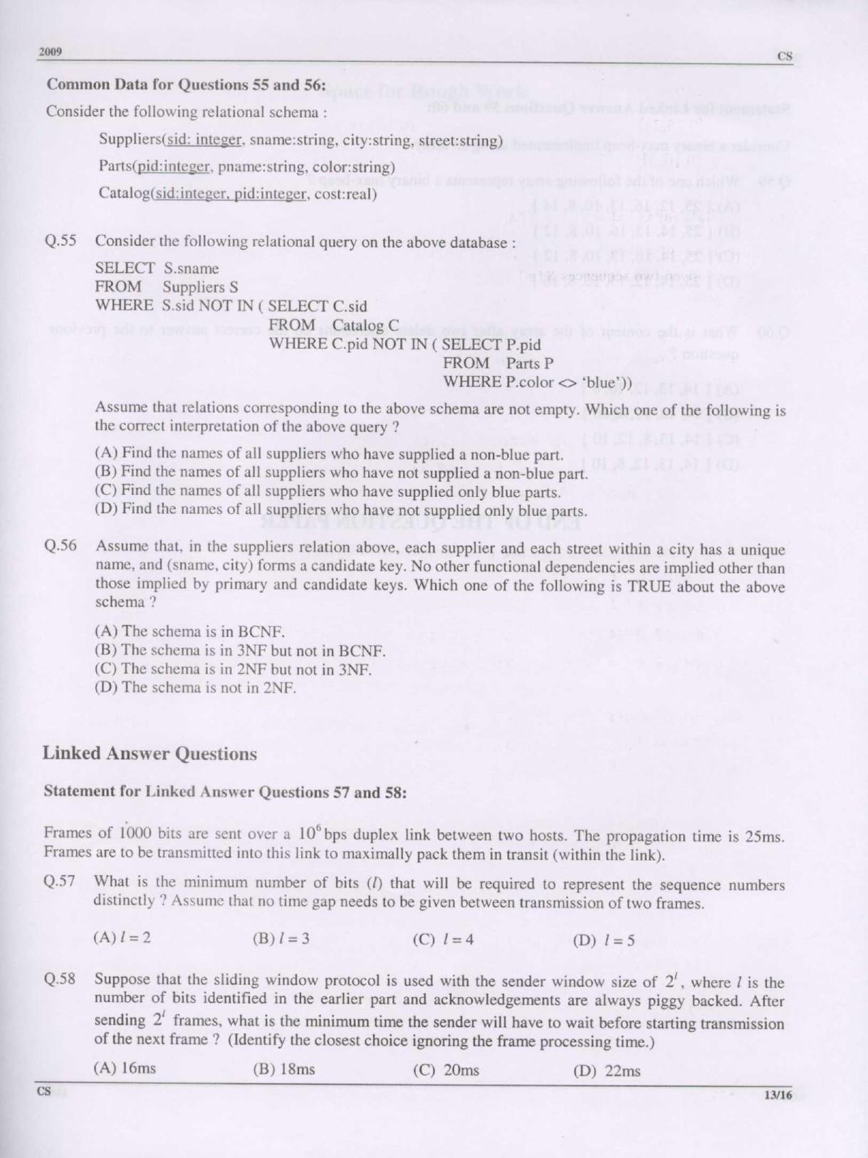 GATE Exam Question Paper 2009 Computer Science and Information Technology 13