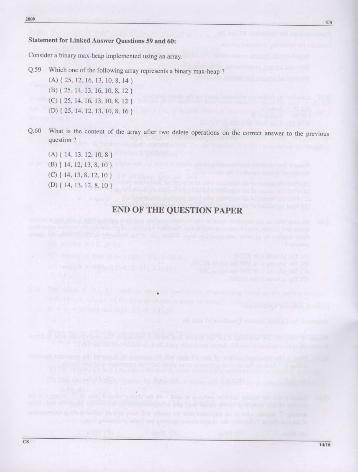 GATE Exam Question Paper 2009 Computer Science and Information Technology 14