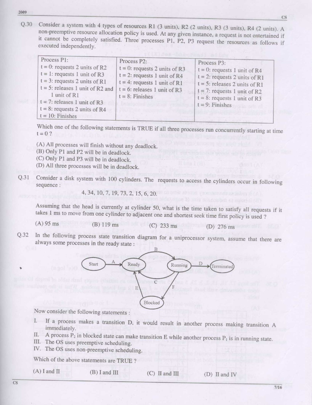 GATE Exam Question Paper 2009 Computer Science and Information Technology 7