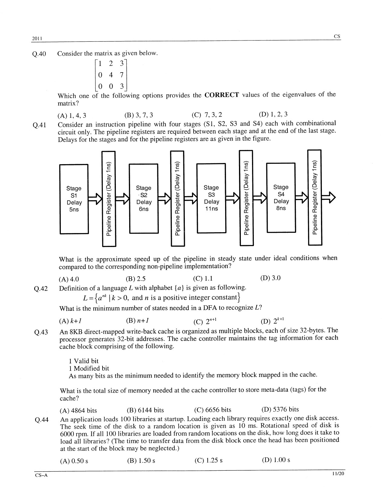 GATE Exam Question Paper 2011 Computer Science and Information Technology 11