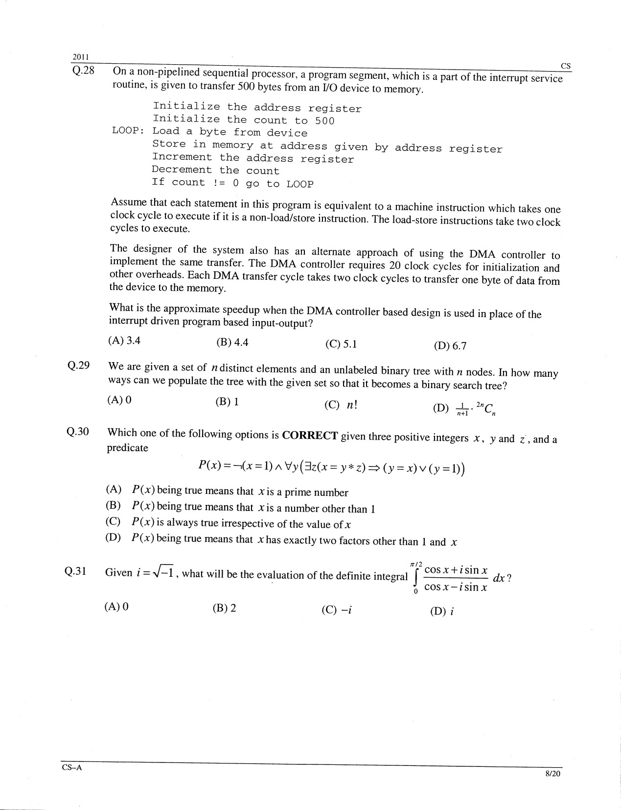 GATE Exam Question Paper 2011 Computer Science and Information Technology 8