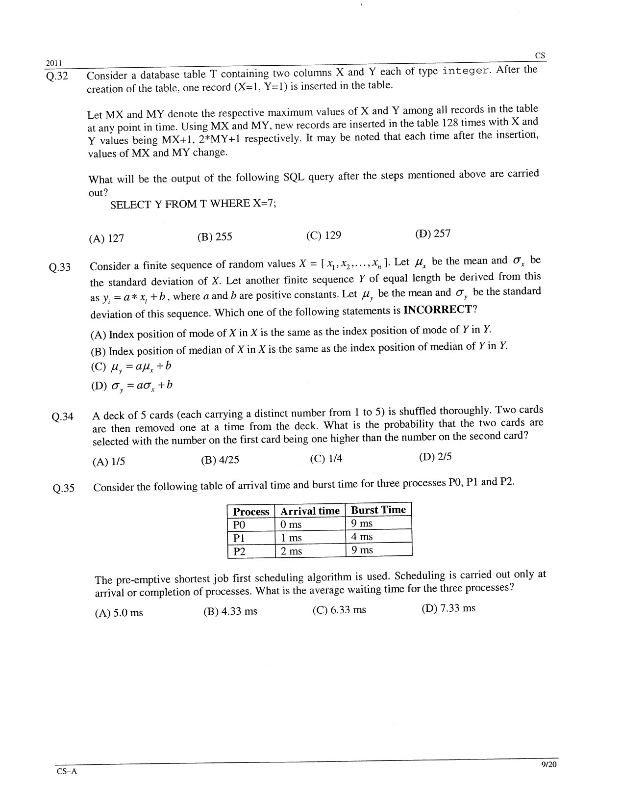 GATE Exam Question Paper 2011 Computer Science and Information Technology 9