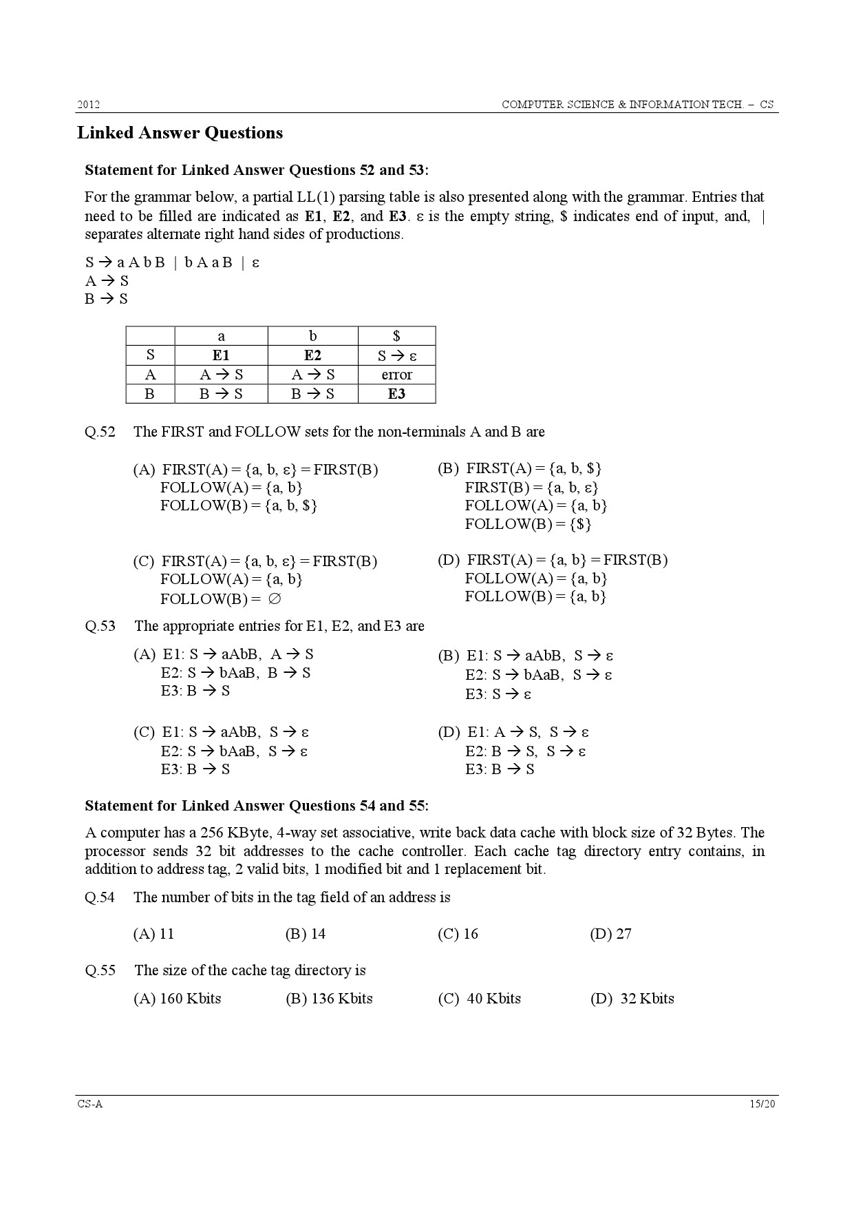 GATE Exam Question Paper 2012 Computer Science and Information Technology 15