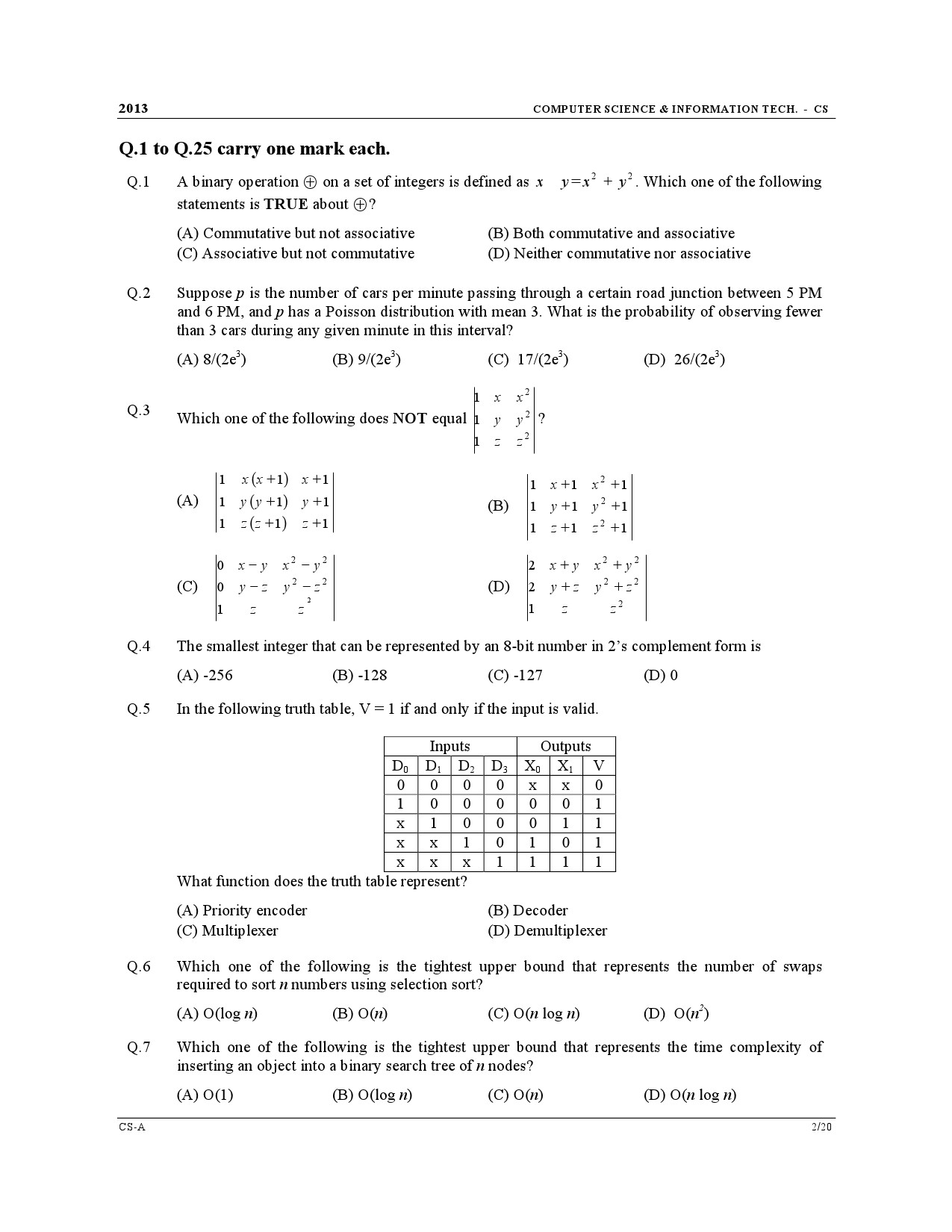 GATE Exam Question Paper 2013 Computer Science and Information Technology 2