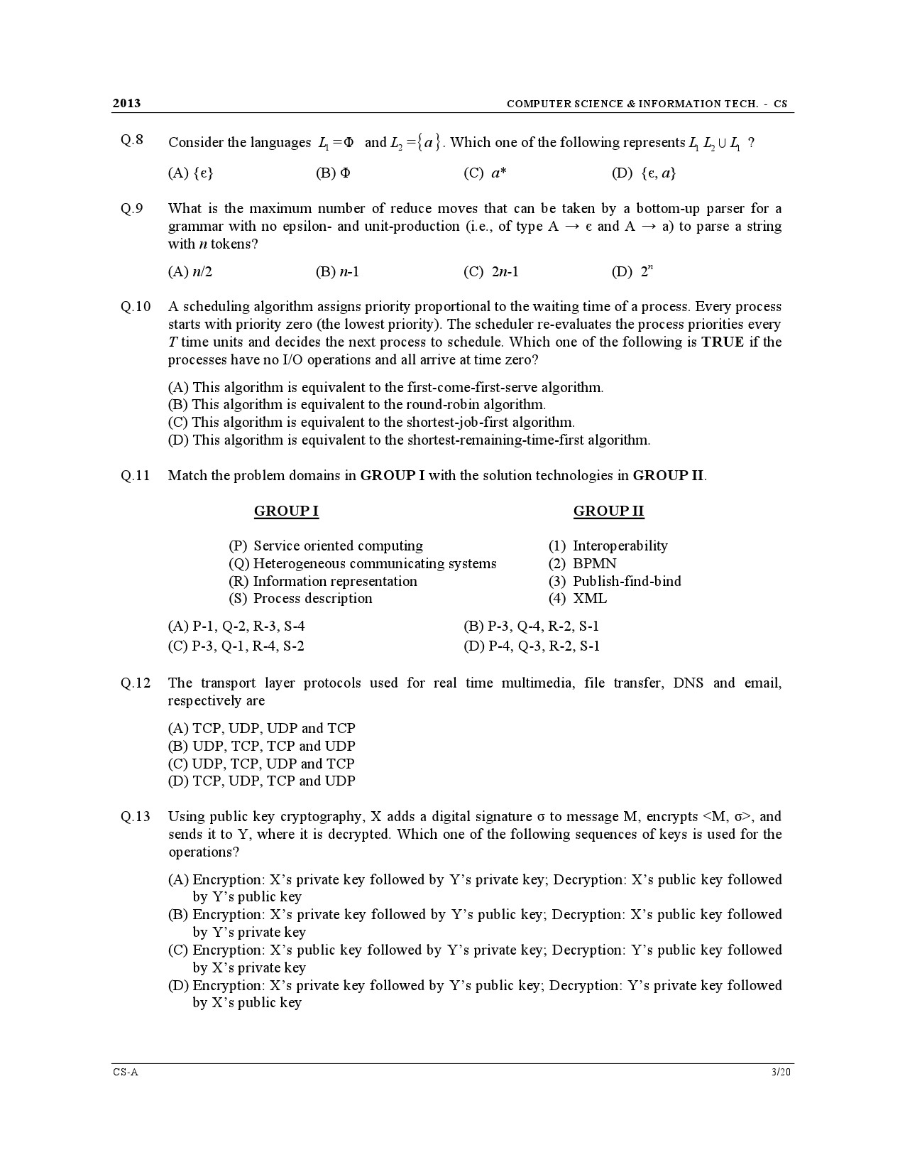GATE Exam Question Paper 2013 Computer Science and Information Technology 3