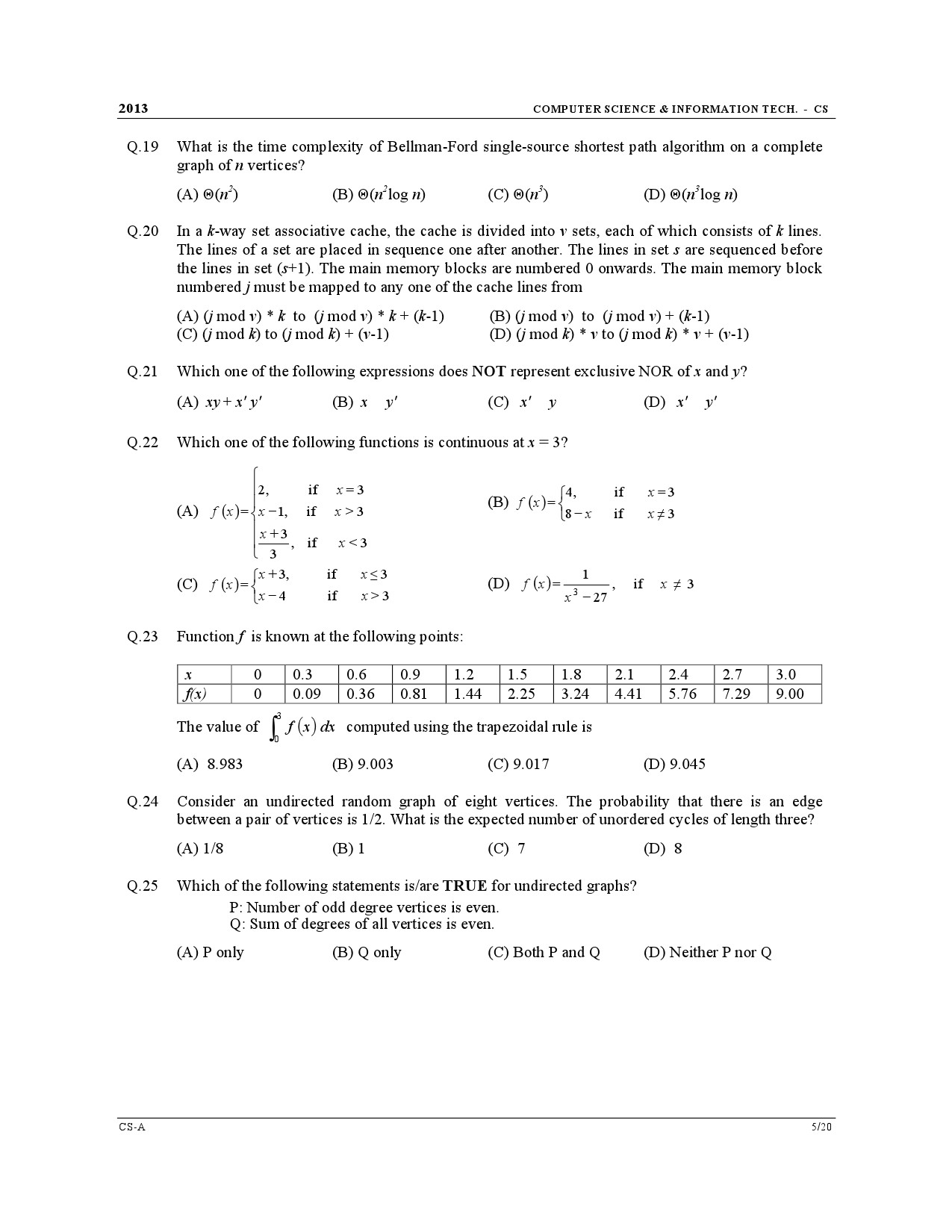 GATE Exam Question Paper 2013 Computer Science and Information Technology 5