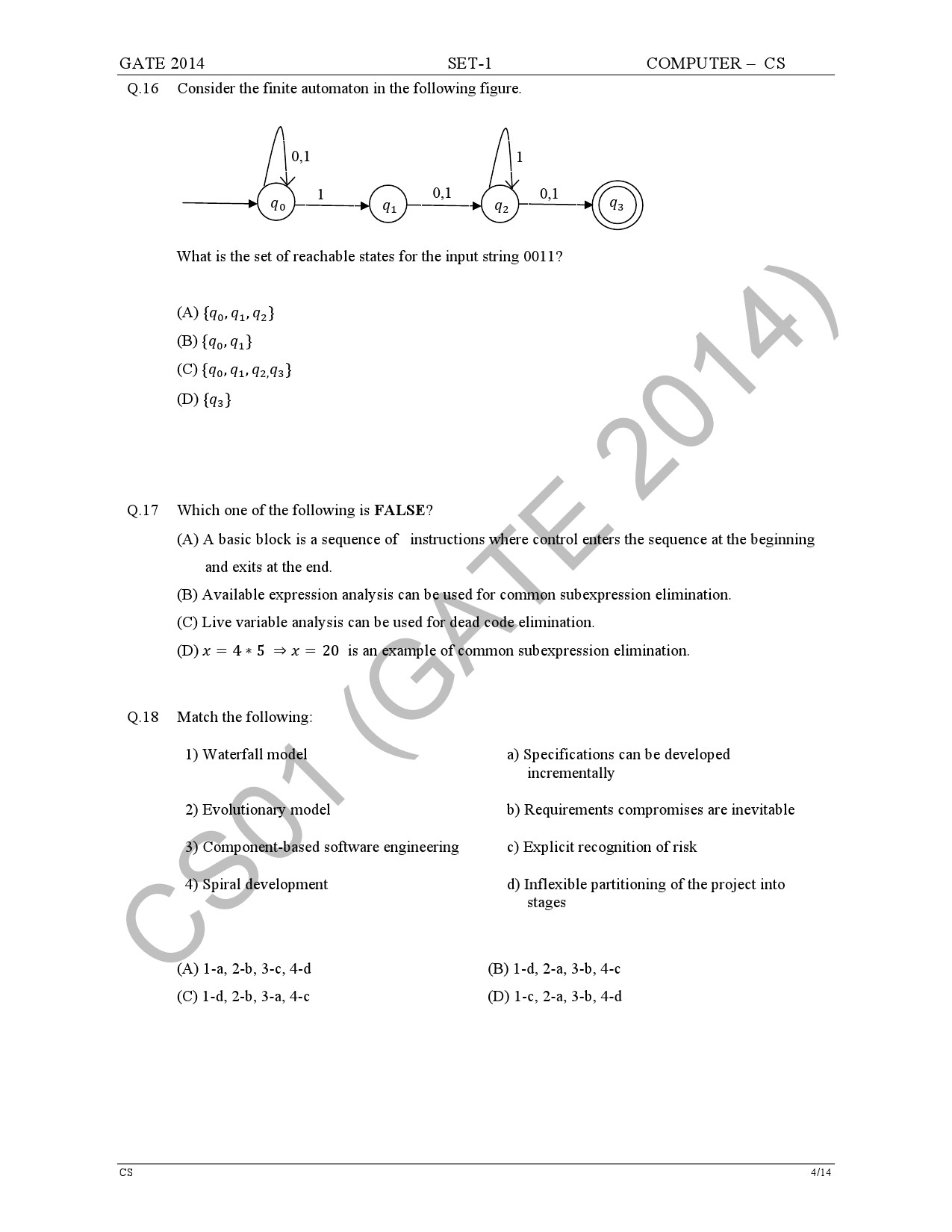 GATE Exam Question Paper 2014 Computer Science and Information Technology Set 1 10