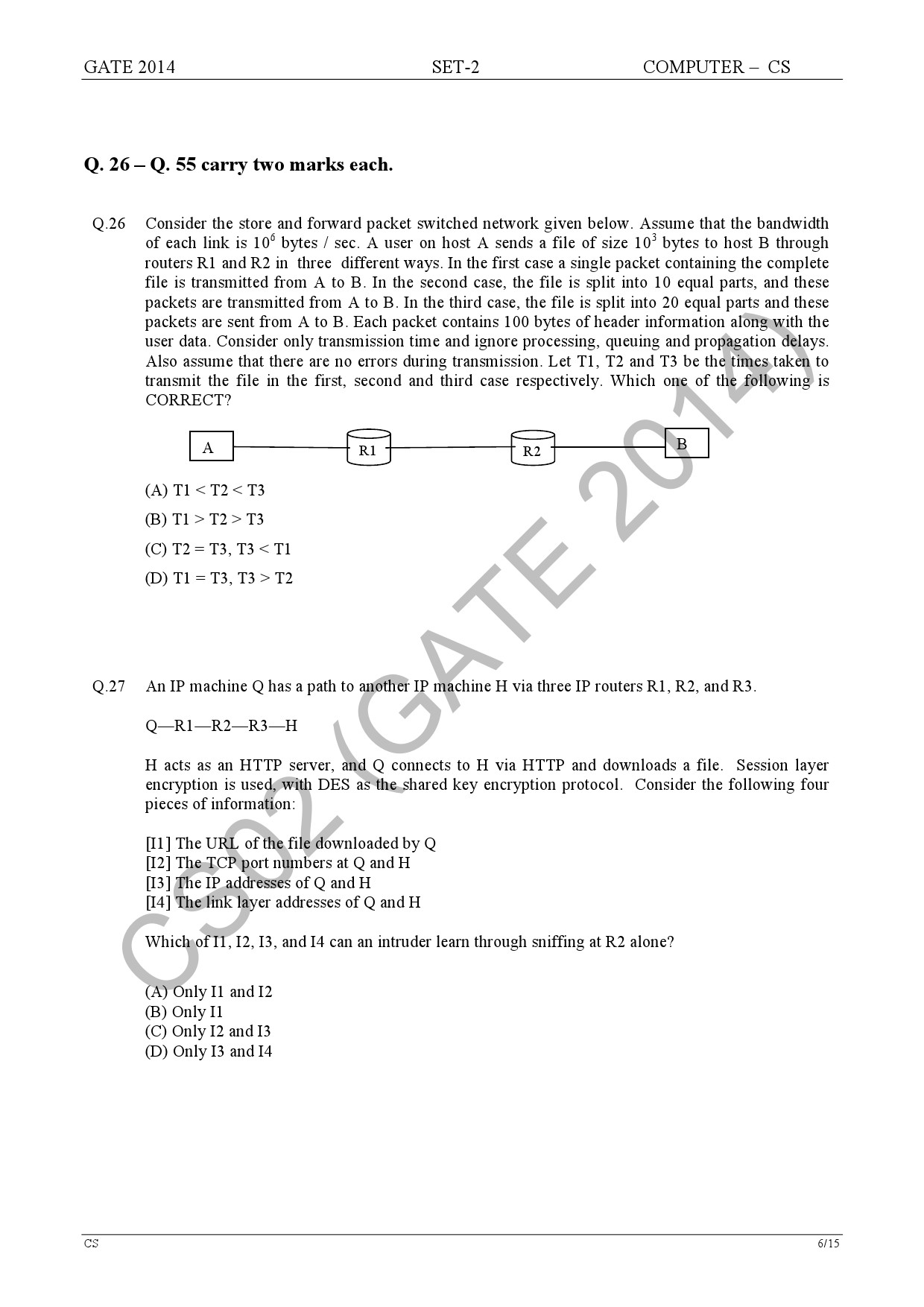 GATE Exam Question Paper 2014 Computer Science and Information Technology Set 2 12