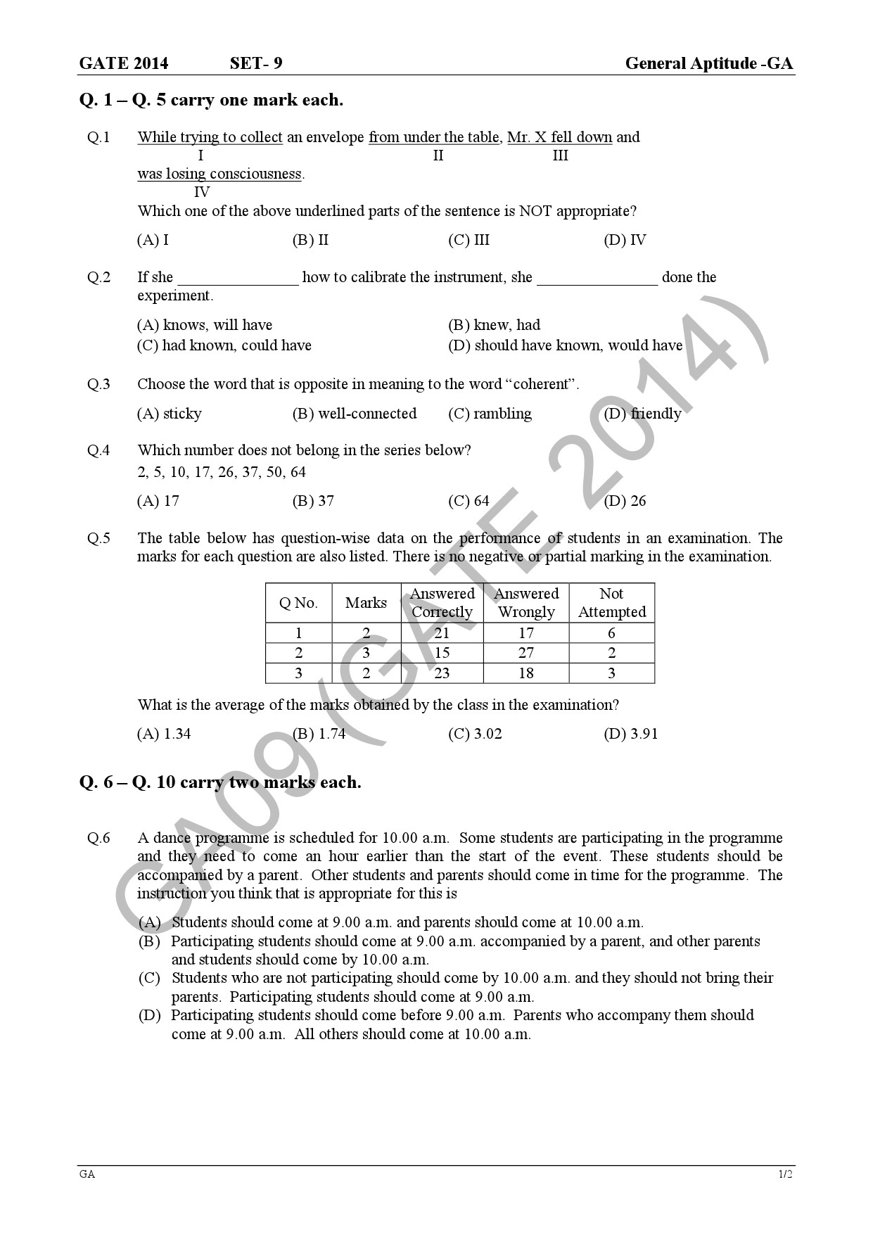 GATE Exam Question Paper 2014 Computer Science and Information Technology Set 3 5