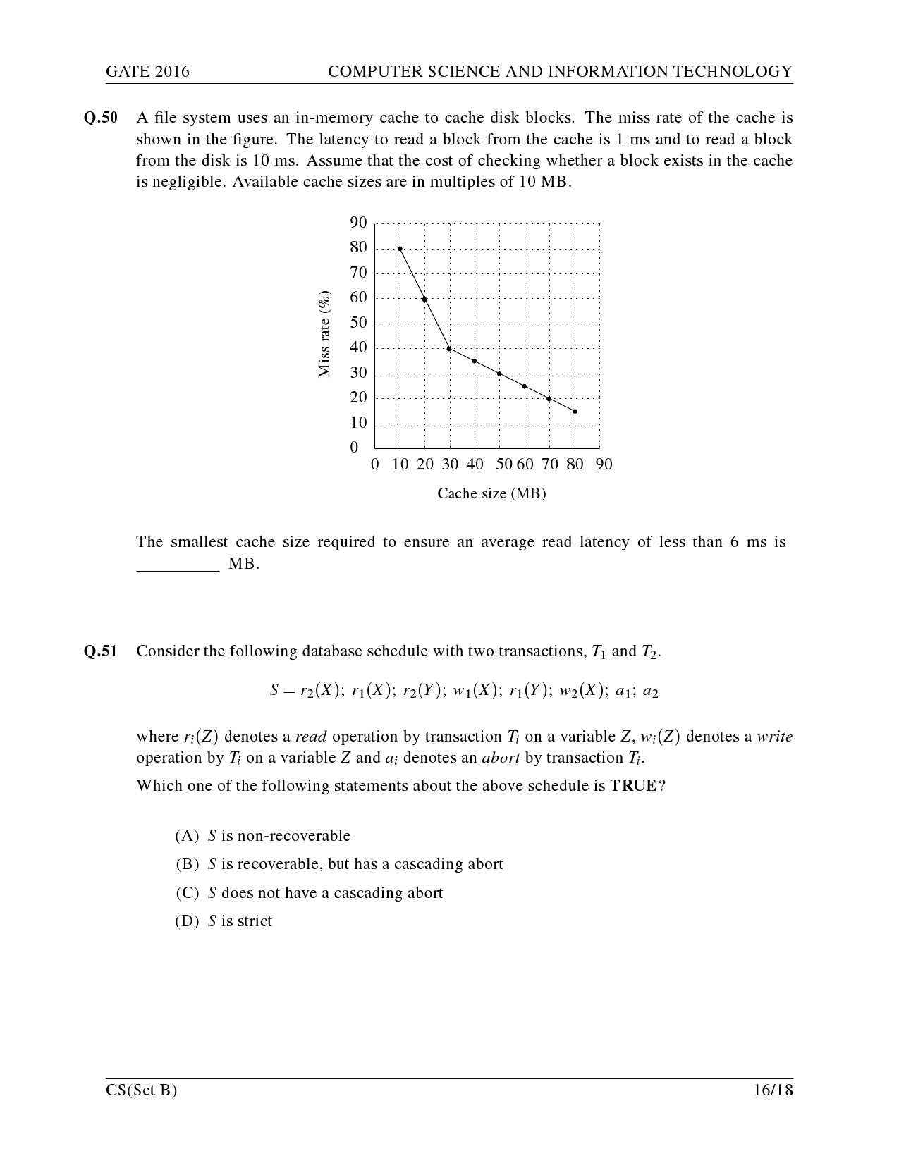 GATE Exam Question Paper 2016 Computer Science and Information Technology Set B 19