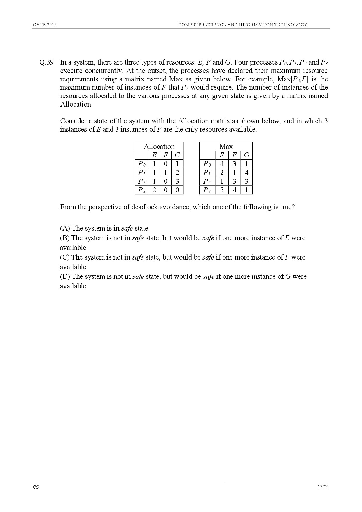 GATE Exam Question Paper 2018 Computer Science and Information Technology 16