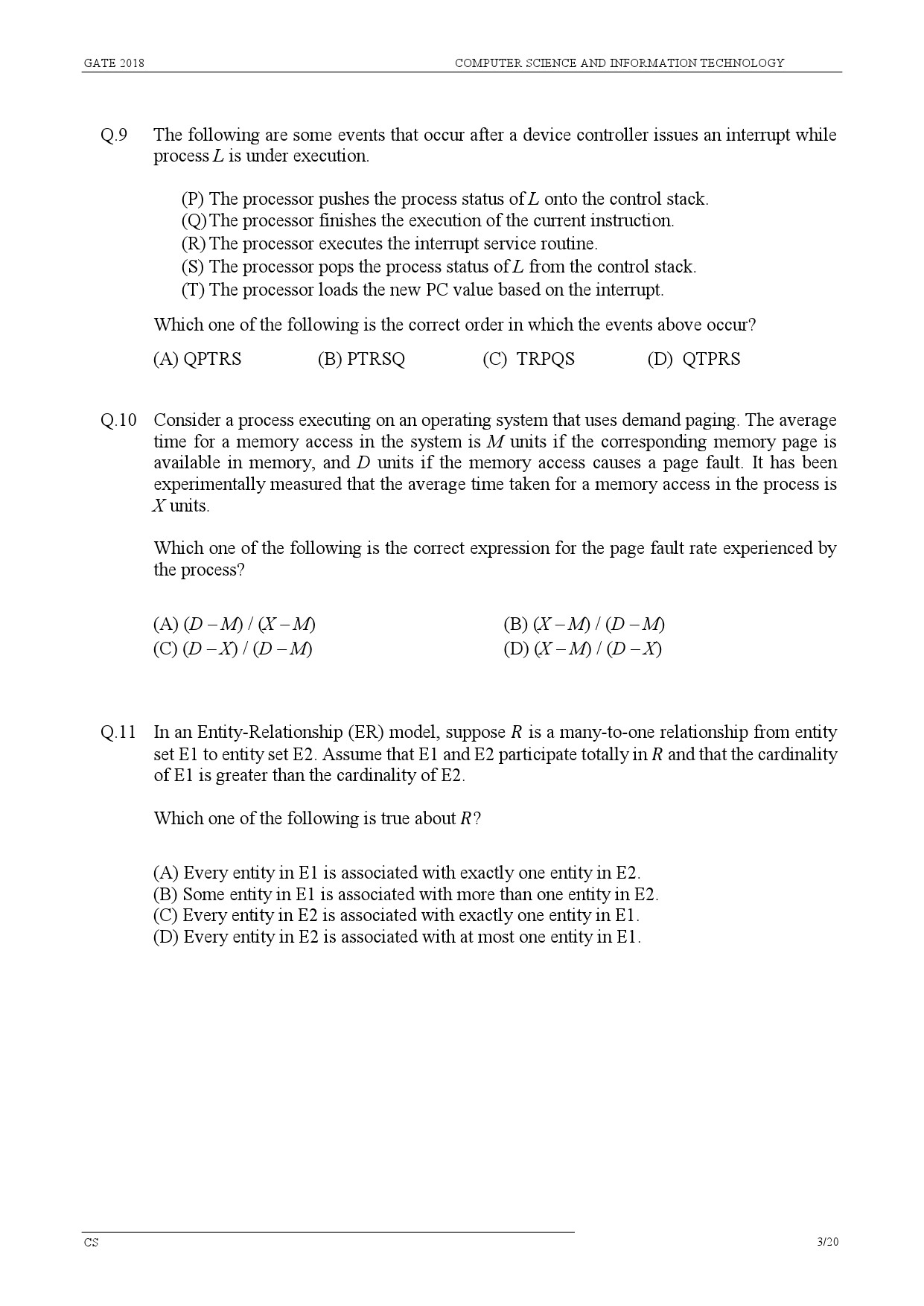 GATE Exam Question Paper 2018 Computer Science and Information Technology 6