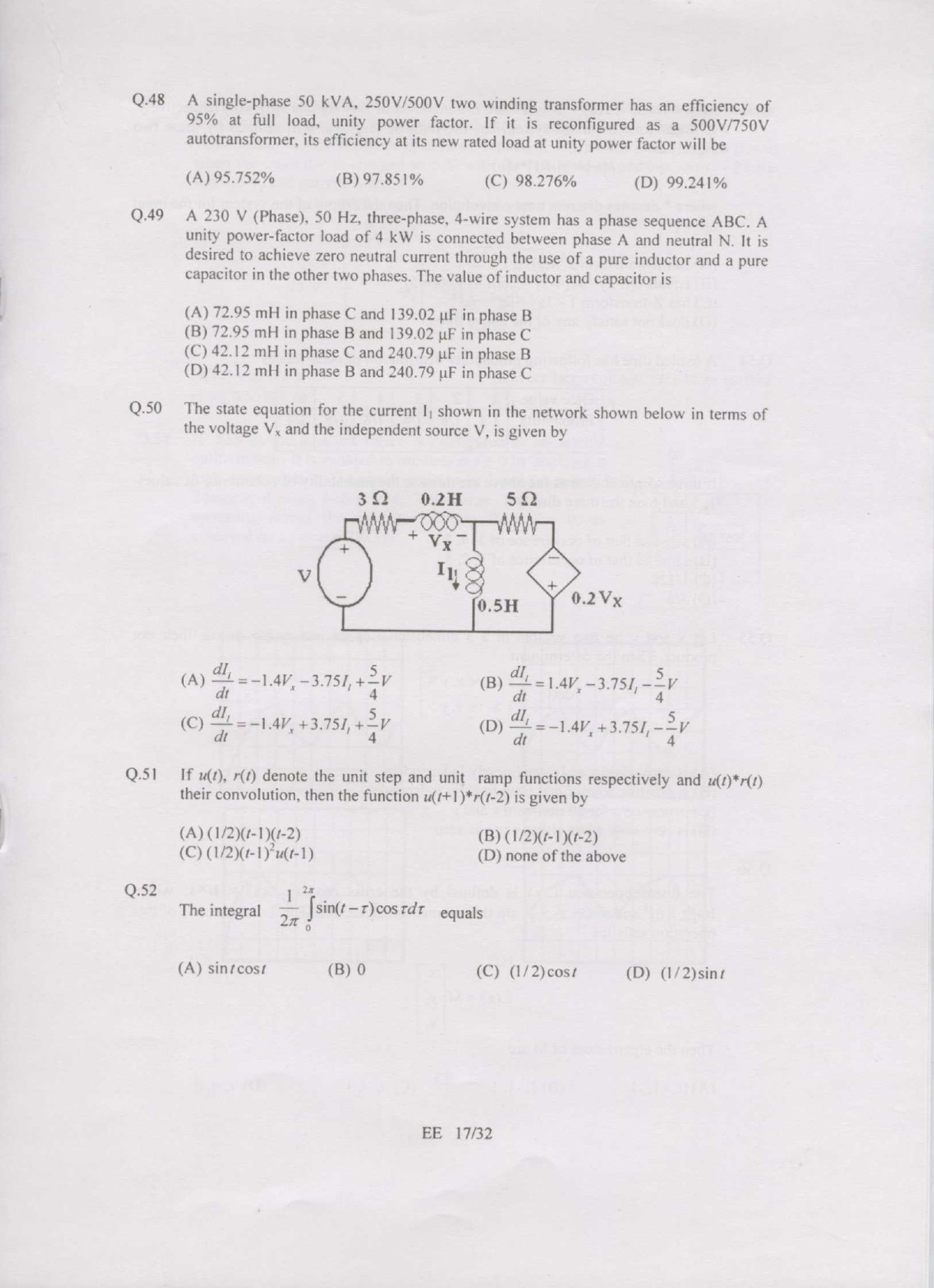 GATE Exam Question Paper 2007 Electrical Engineering 17