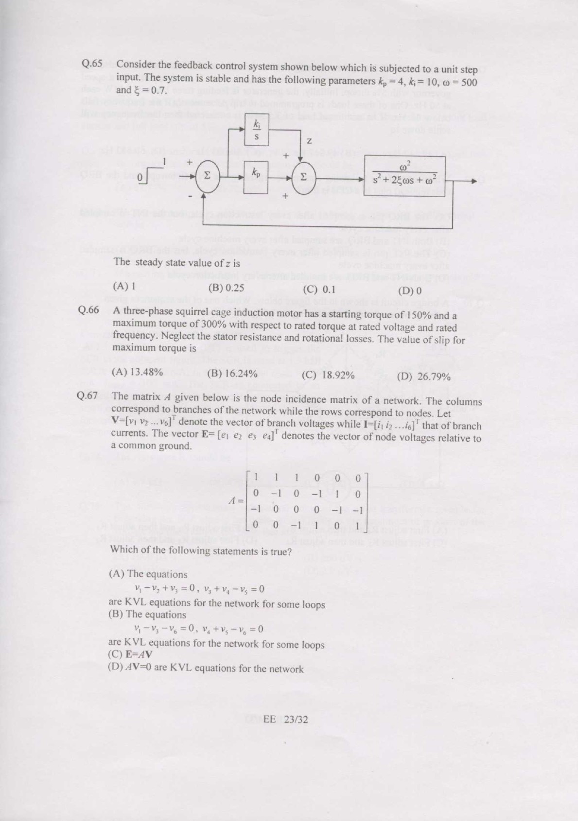 GATE Exam Question Paper 2007 Electrical Engineering 23