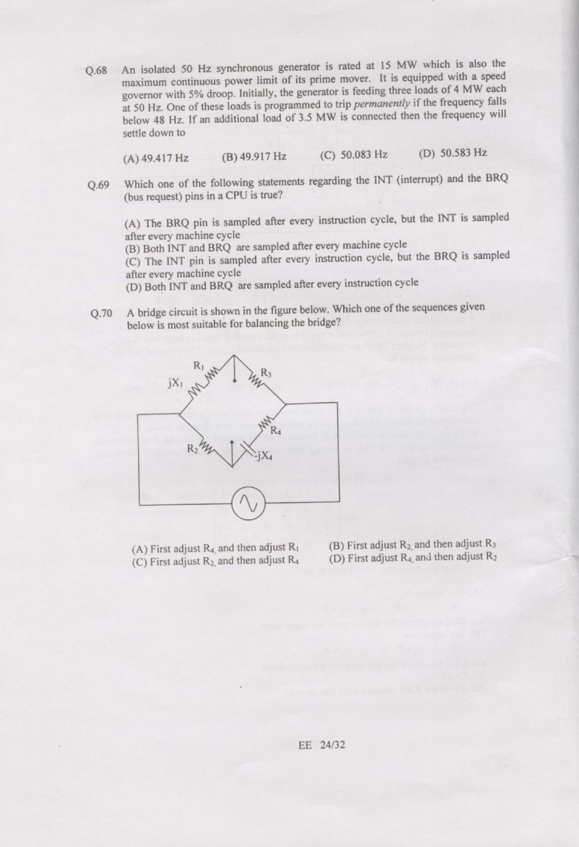 GATE Exam Question Paper 2007 Electrical Engineering 24
