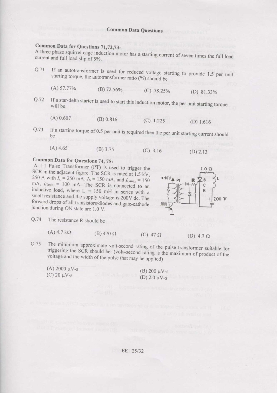 GATE Exam Question Paper 2007 Electrical Engineering 25