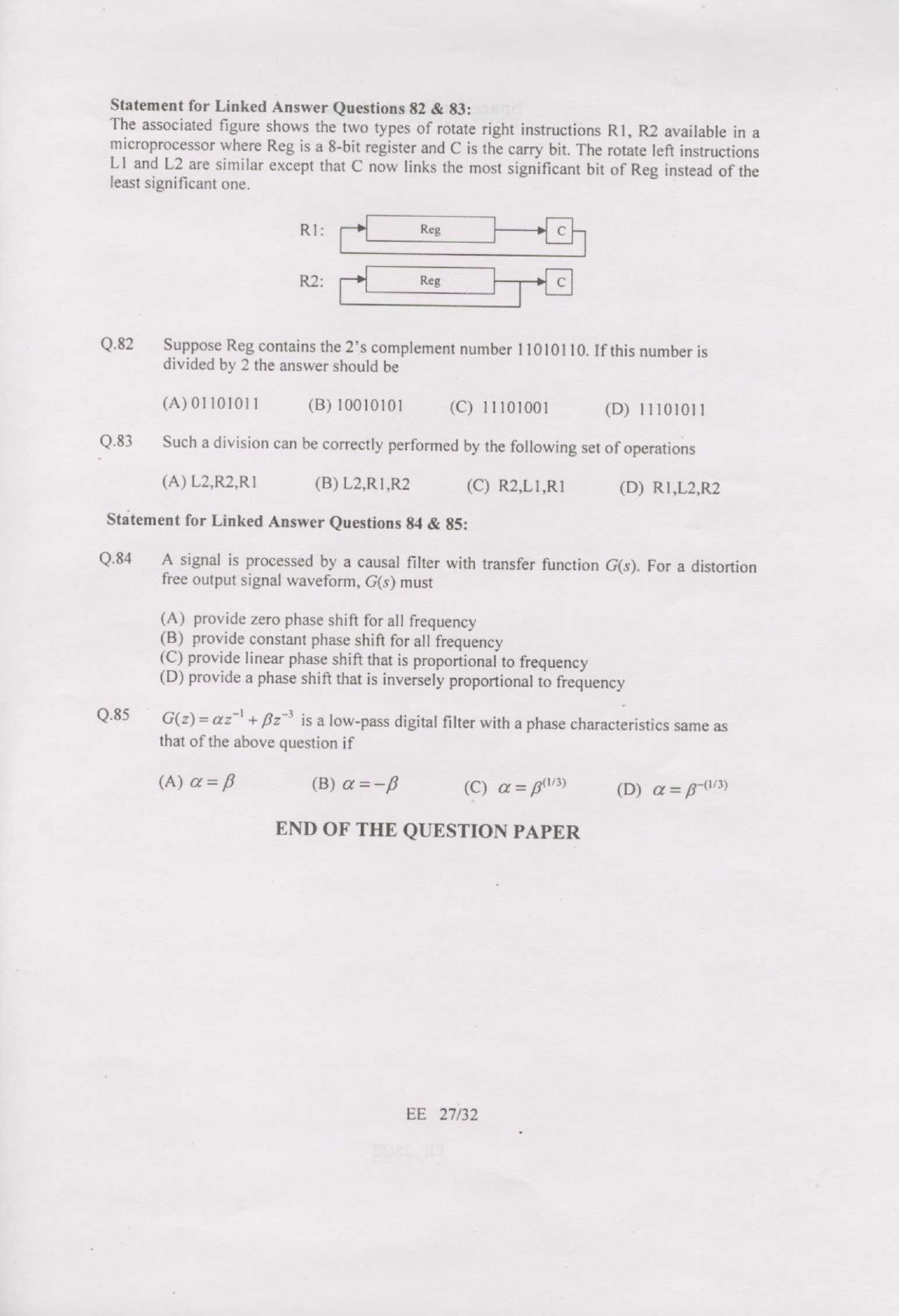 GATE Exam Question Paper 2007 Electrical Engineering 27