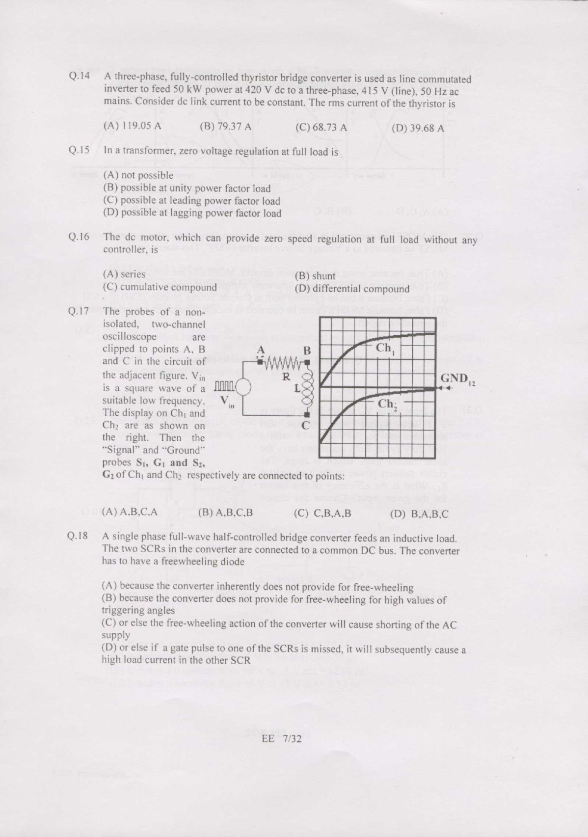 GATE Exam Question Paper 2007 Electrical Engineering 7