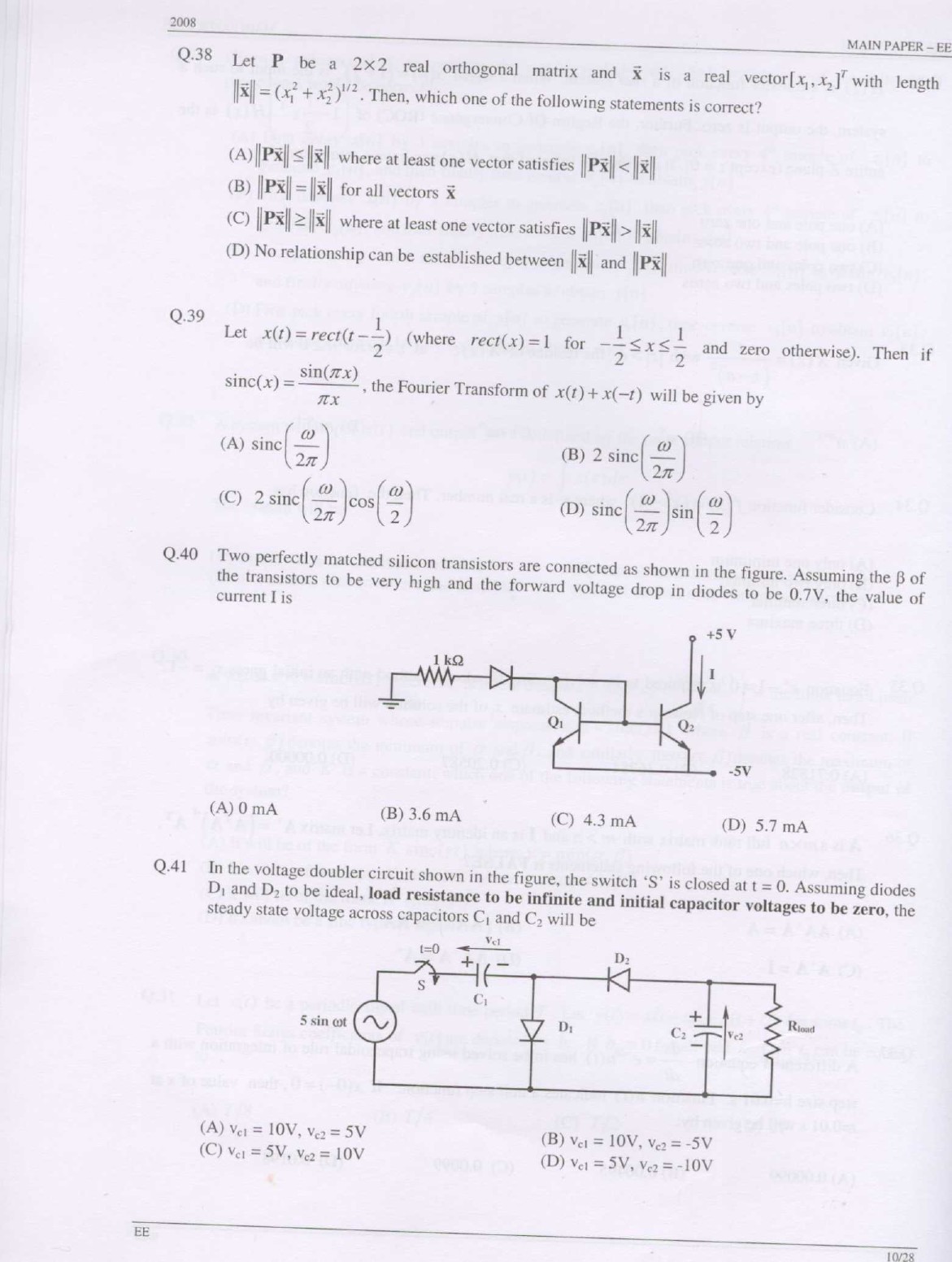GATE Exam Question Paper 2008 Electrical Engineering 10