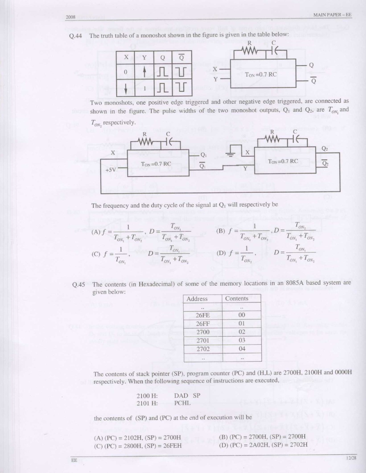 GATE Exam Question Paper 2008 Electrical Engineering 12
