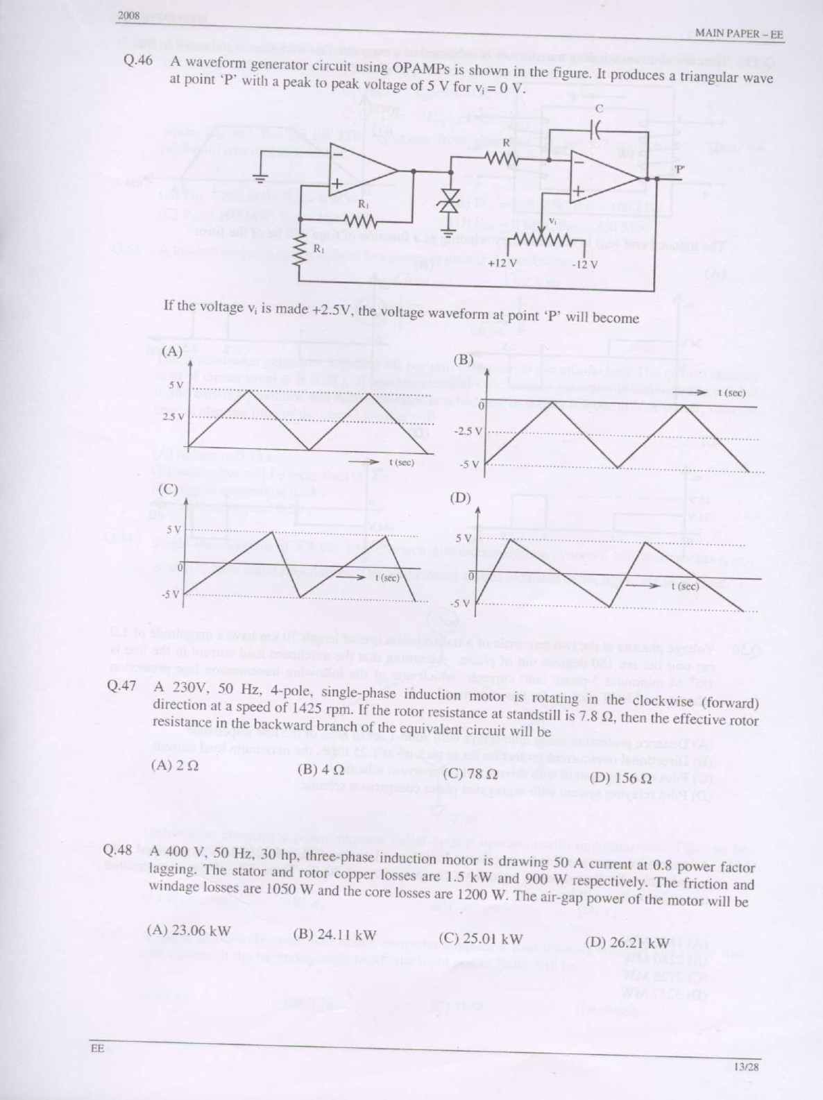 GATE Exam Question Paper 2008 Electrical Engineering 13