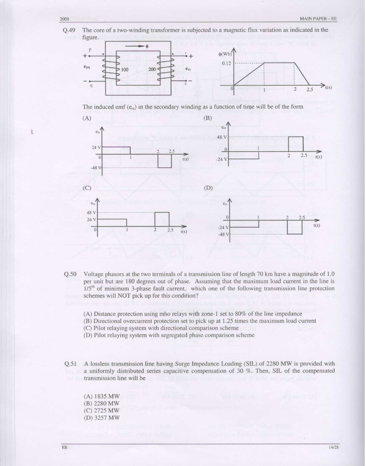 GATE Exam Question Paper 2008 Electrical Engineering 14